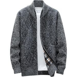 NWOT ~ Men's Dark Gray / Black Zip Up Casual Fleece Lined Sweater Jacket ~ XXL